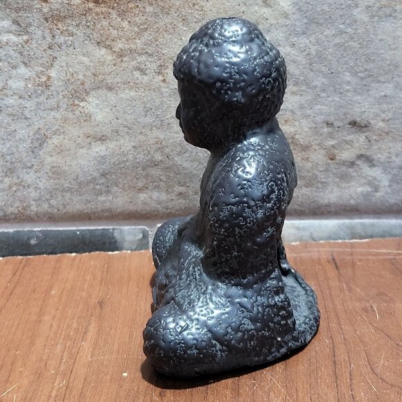 Enesco Ceramic Clay Pottery Dark Gray Black Zen Meditation Buddha Incense Holder - Picture 7 of 12